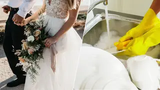 A bride asked her guest to do the washing up