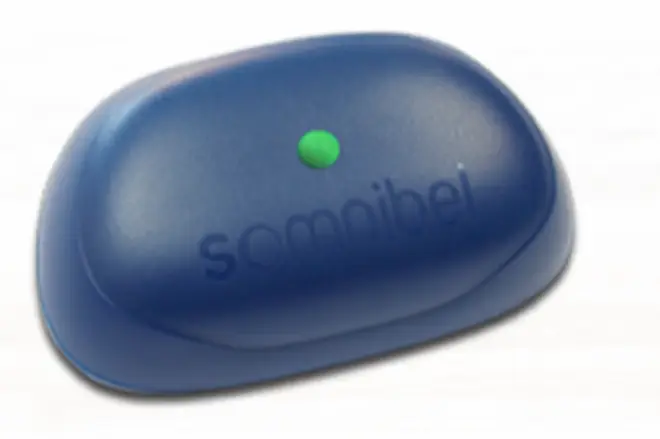 The device sticks onto the forehead and sends a gentle vibration when it senses you are snoring