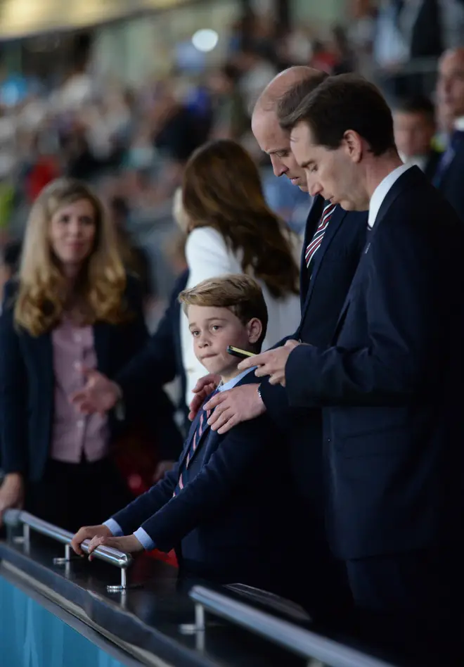 Prince William was also seen comforting his son