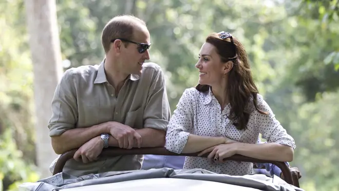 Kate and William look lovingly at each other during a trip to India