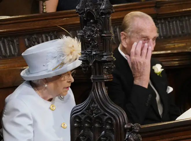 The Queen and Prince Philip at the wedding of Princess Eugenie and Jack Brooksbank