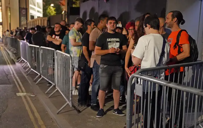 People queue outside EGG nightclub in London