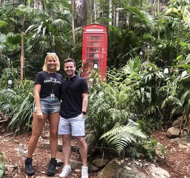 Dec showing Holly around the I'm A Celeb camp