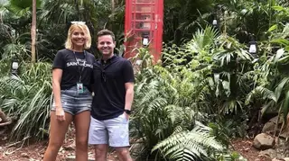 Dec showing Holly around the I'm A Celeb camp