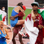Gianmarco Tamberi and Mutaz Essa Barshim were delighted to share gold in the high jump