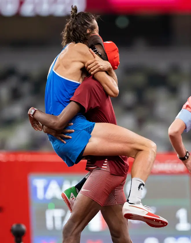 Tamberi jumped into Barshim's arms in the moment they decided to share the gold