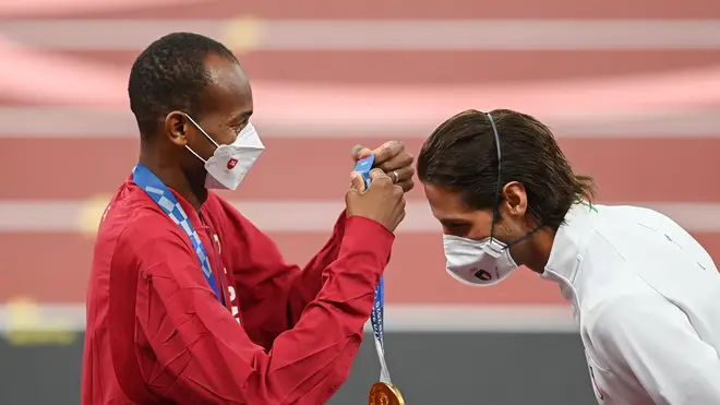Tamberi and Barshim presented one another with their gold medals