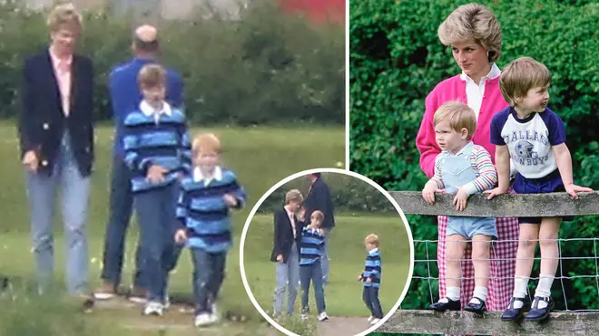 The stars playing Diana, William and Harry were pictured filming scenes in Scotland
