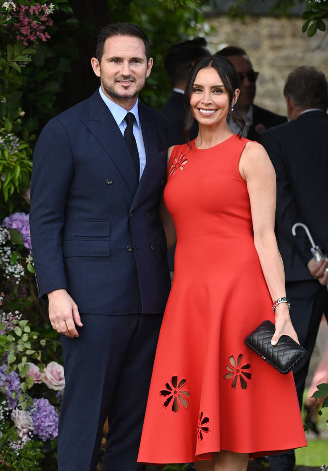 Christine and Frank Lampard pose for pictures outside the church
