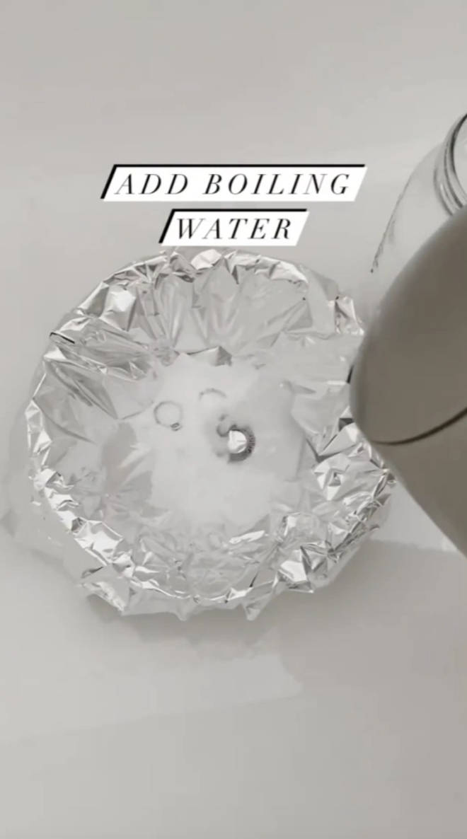 All you need to do is add boiling water to the jewellery and bicarbonate of soda