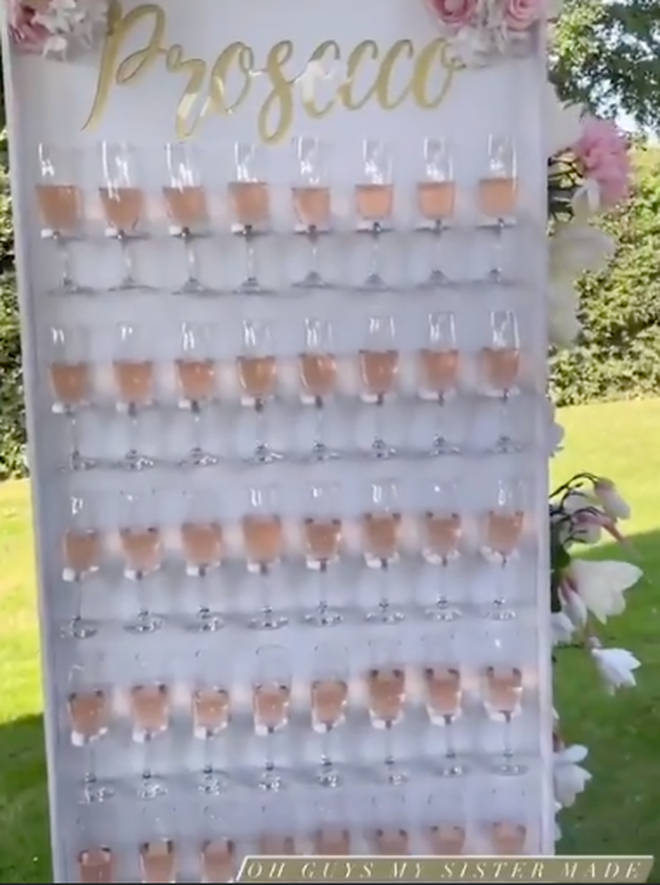 The baby shower even had a Prosecco wall