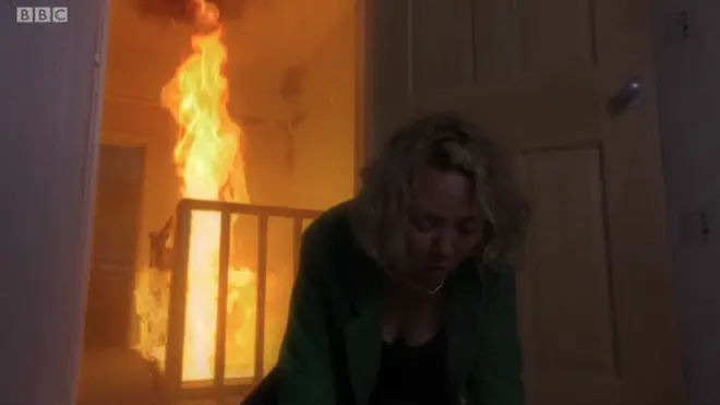 Janine was trapped in the fire in EastEnders