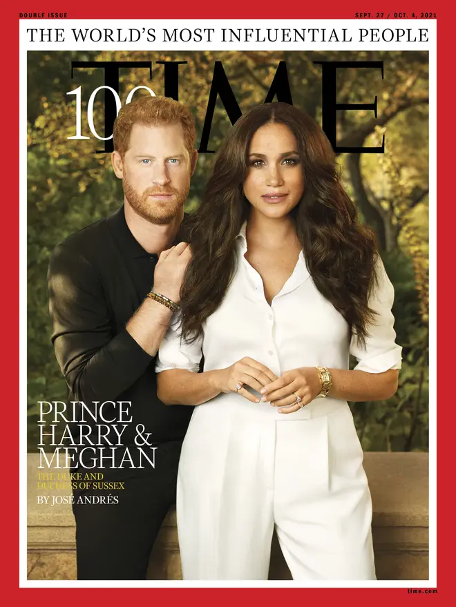 Meghan Markle is wearing Princess Diana's Cartier watch on her wrist for the cover shot
