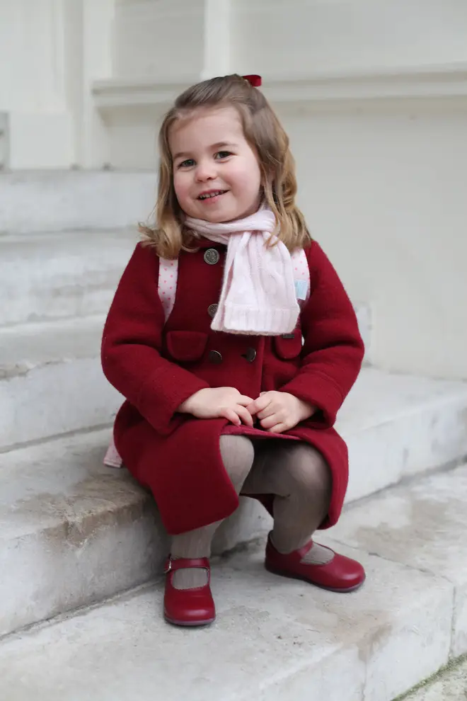 Princess Charlotte poses on her first day of nursery school