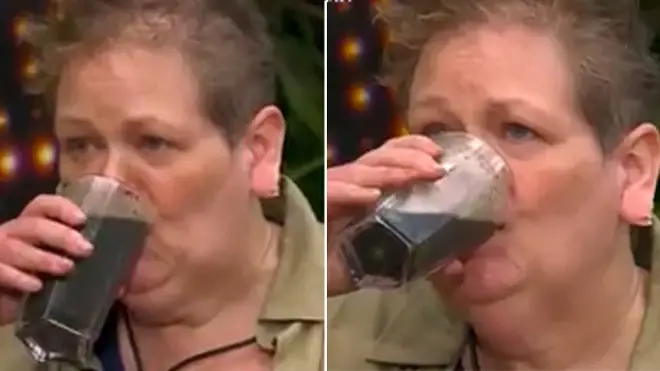 Anne Hegerty drinking liquidised fish eyes for her Bushtucker Trial