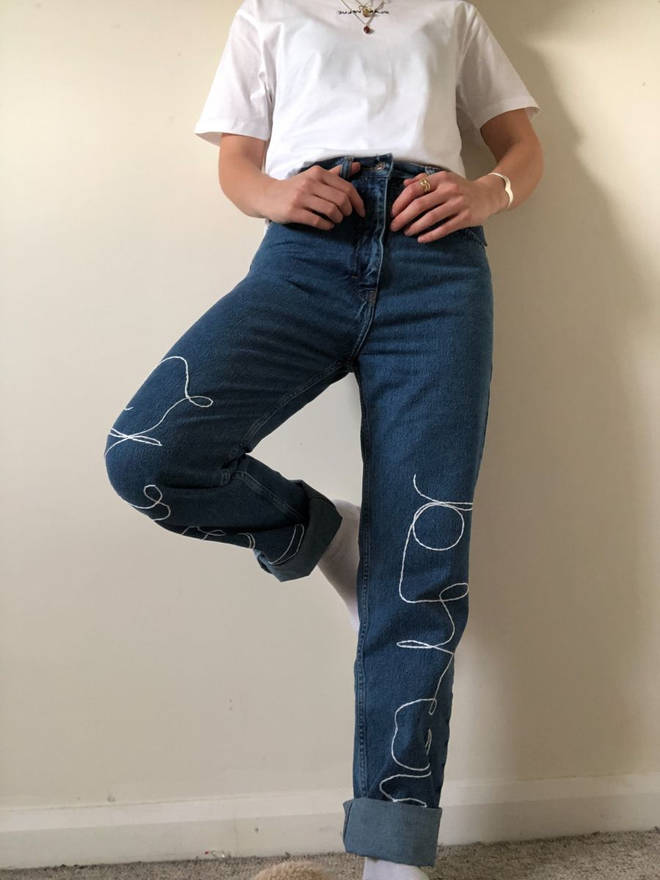 Fanfare label embroidered jeans