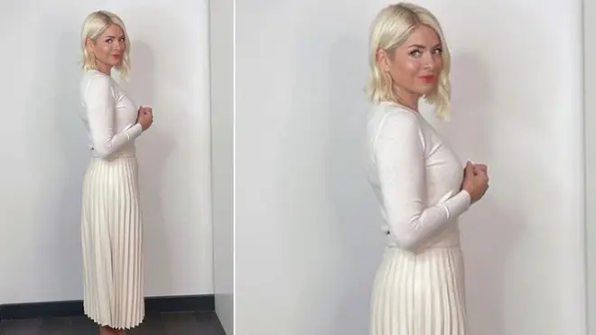 Holly Willoughby is wearing all white on This Morning