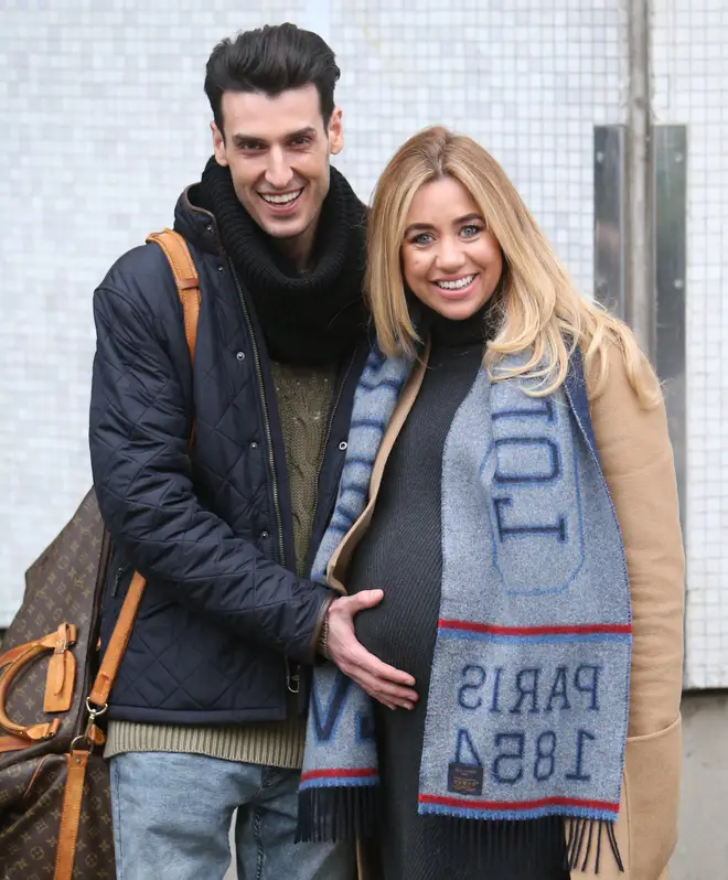 Mikey Dalton and Grace Adams-Short pictured outside the ITV studios in 2018 while expecting their youngest, Allegra