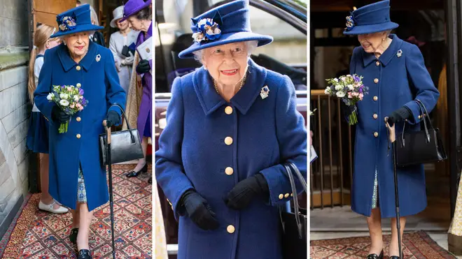 The Queen looked regal in a blue ensemble for the royal engagement