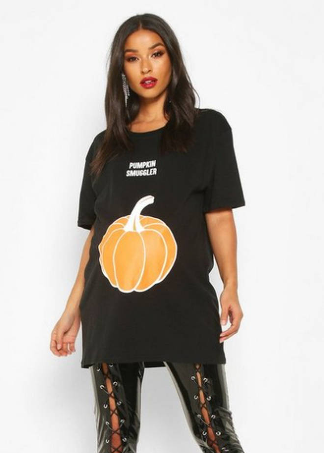 Boohoo Maternity 'Pumpkin Smuggler' Halloween T-shirt, £8.00