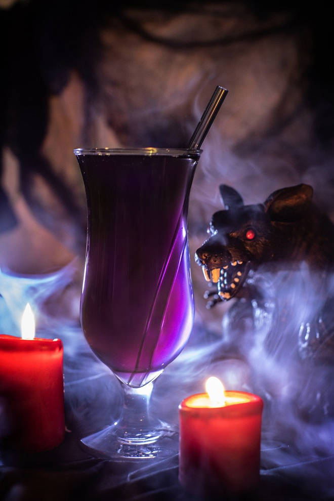 Straight from the cauldron, this drink is made with the main spooky ingredient of blackberry liqueur
