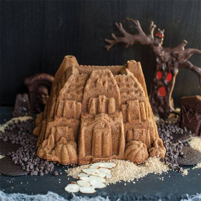 The bundt tin makes a cake shaped like a perfect haunted house