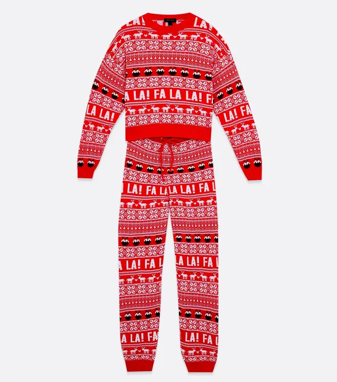 Red Fair Isle Logo Matching Family Christmas Pyjama Set from New Look
