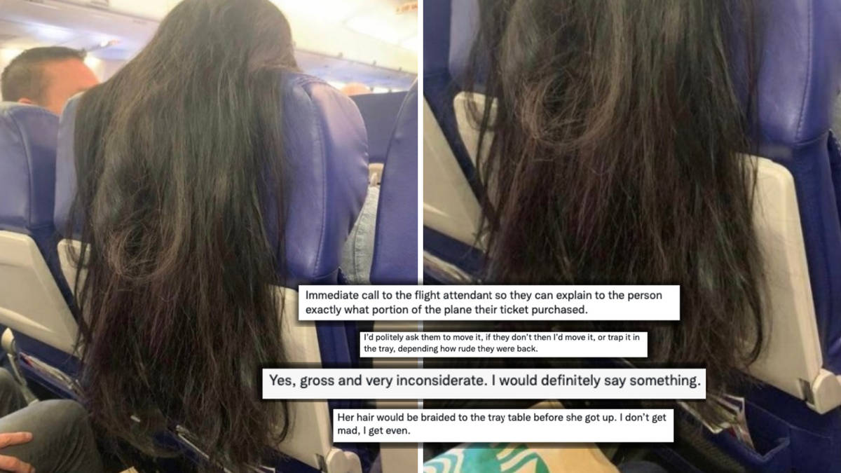 Outrage as plane passenger drapes long hair down the back of seat - Heart