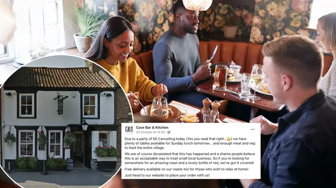 A restaurant has thanked the local community after 50 people pulled out of a booking