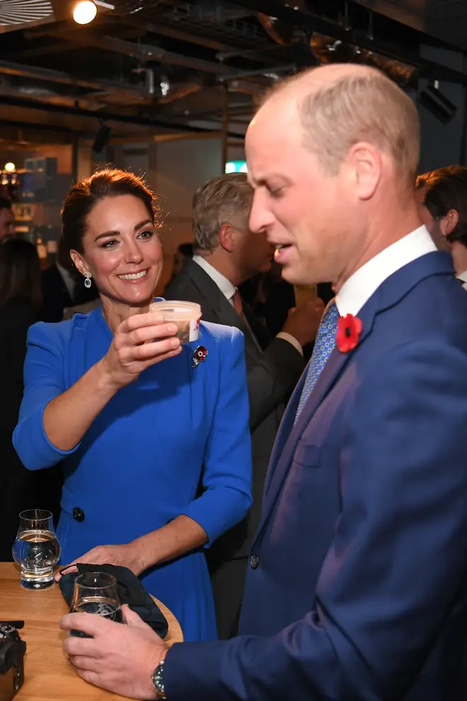 Kate Middleton held up the bowl of larvae as Prince William grimaced his face