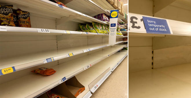 Supermarket shelves have been stripped of crisps