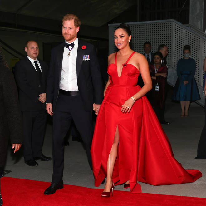 Meghan Markle wore a red dress at the Salute to Freedom Gala