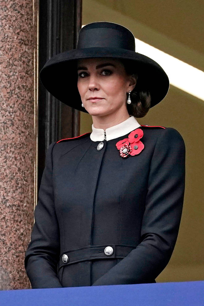 Kate Middleton stood on the balcony to watch the service