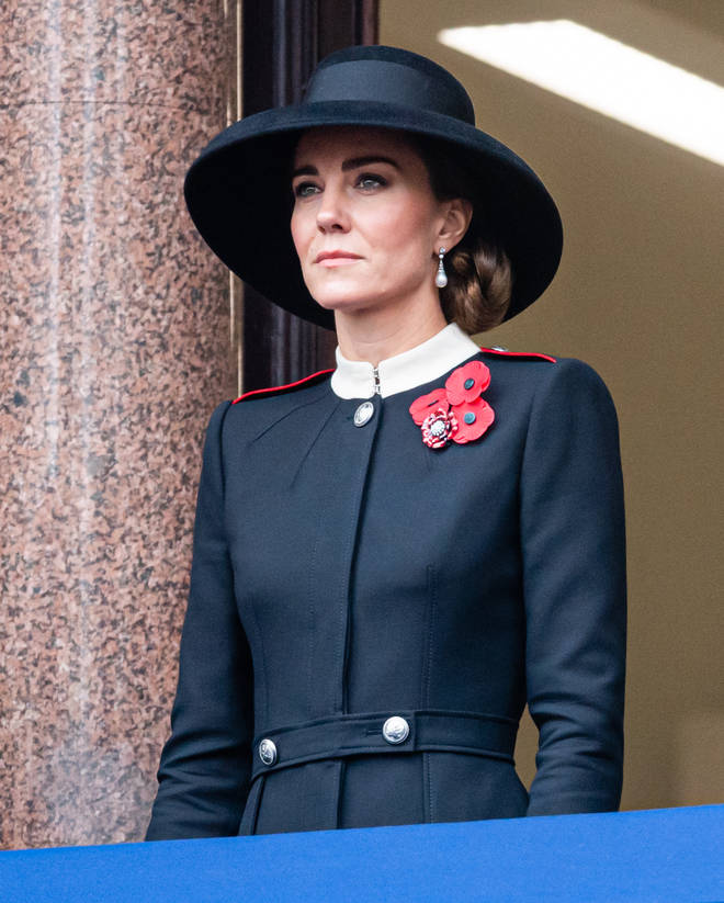 Kate Middleton looked strong and composed as she stood on the balcony for the service