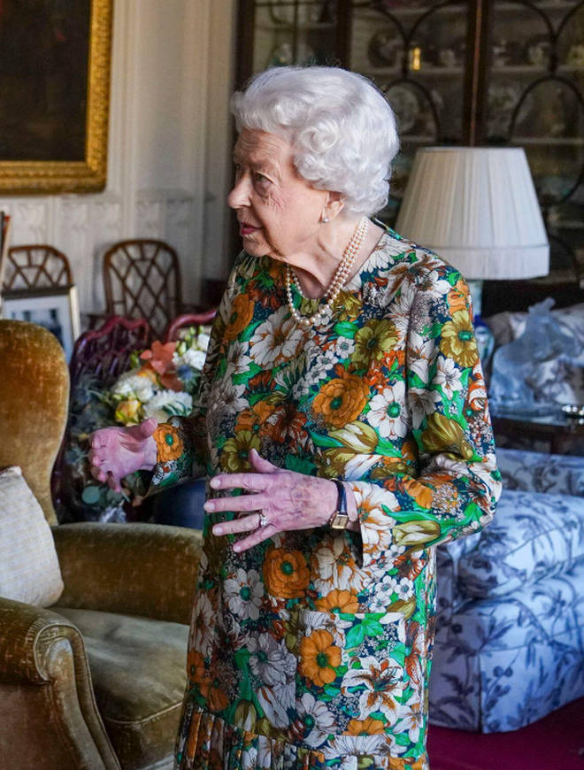 The Queen looked in good spirits as she chatted to General Sir Nick Carter