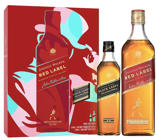 Johnnie Walker Red Label Blended Scotch Whisky 70cl and Johnnie Walker Black Label 20cl Limited-Edition Gift Pack