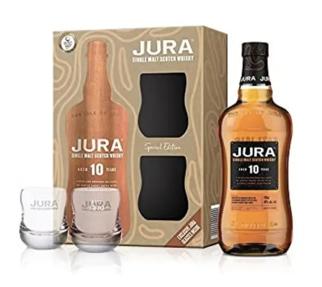 Jura 10 Year Old Single Malt Whisky 2 Glasses Gift Pack