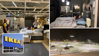 The Ikea staff and shoppers held the ultimate sleepover after they were snowed-in