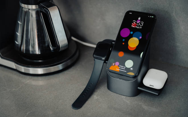 The charger can power up an iPhone 12 or 13, AirPods and an Apple Watch all at once