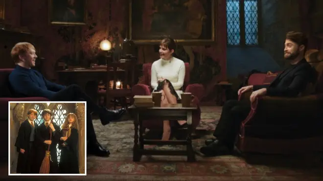 Daniel, Rupert and Emma reunited in the Gryffindor Common Room