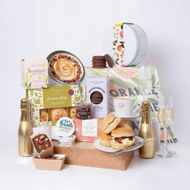 This hamper is packed with tasty festive goods from Cutter and Squidge's bakery