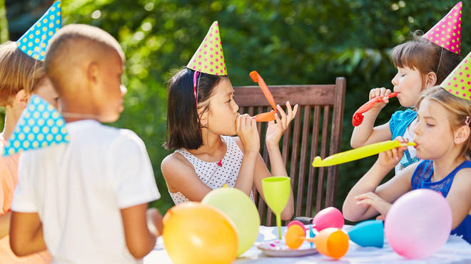 A woman has sparked a debate after bringing her whole family to kids' parties