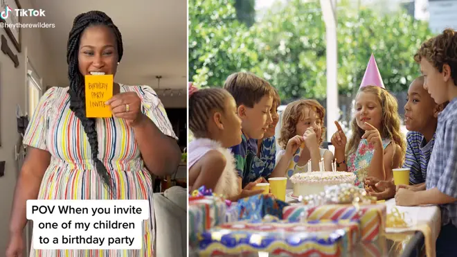 A woman brings all her kids to parties