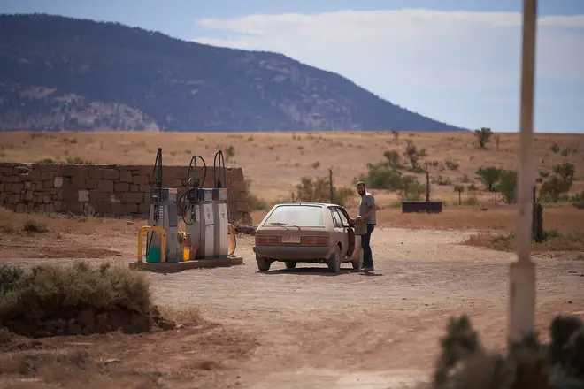 The petrol station was filmed in Flinders Ranges