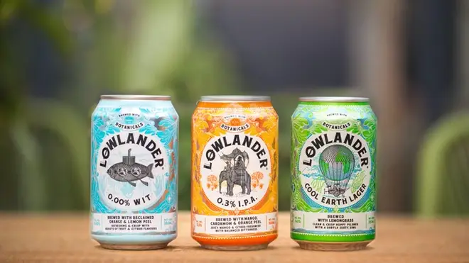 The full range of Lownlander's botanical 0% beers