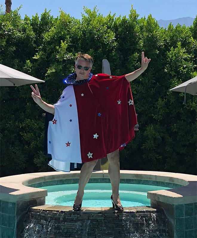 John Barrowman poses at his house in Palm Springs