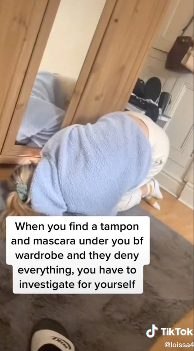 The woman found the tampon and an old mascara under her boyfriend's wardrobe