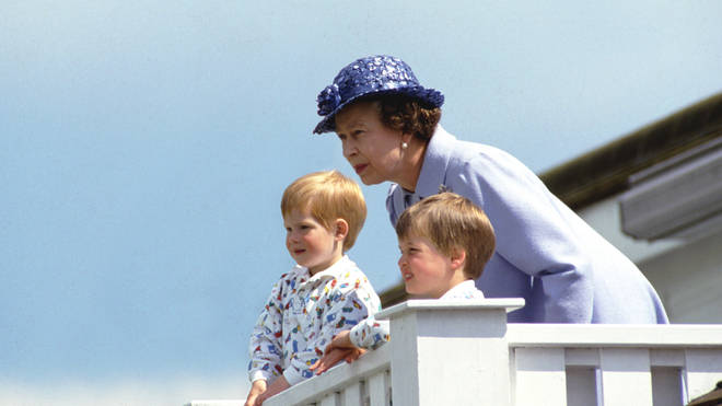 The Queen joins a young Harry and William at a polo match in Windsor