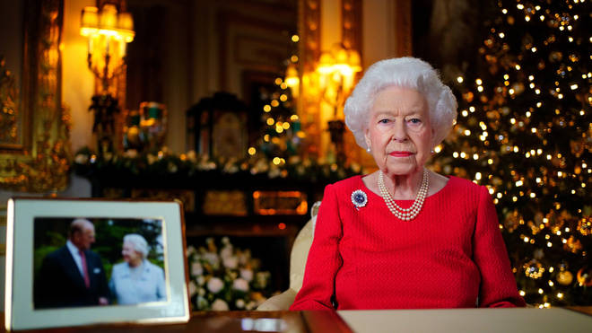 The Queen makes her 2021 Christmas speech to the nation with a picture of Prince Philip close by