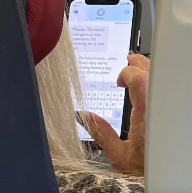 The woman's message was captured by a fellow passenger